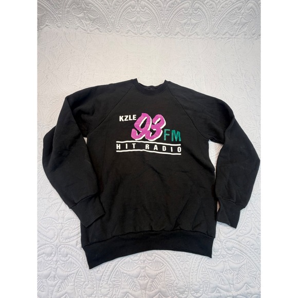 Screen Stars Other - Vintage Screen Stars KZLE 93 FM Hit Radio Sweatshirt Black Raglan USA Large